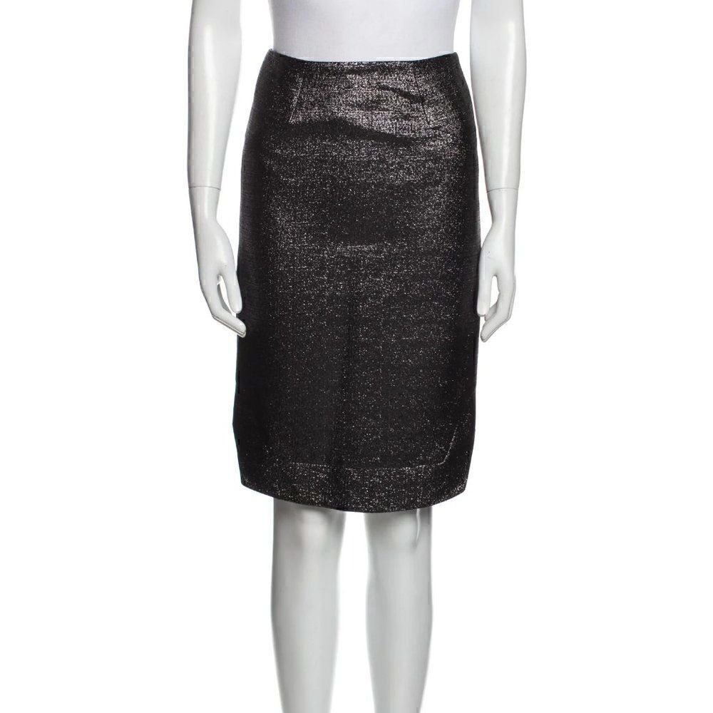 Johnathan Simkhai Black & Silver Metallic Shimmer Pencil Skirt. Size 8. EUC!